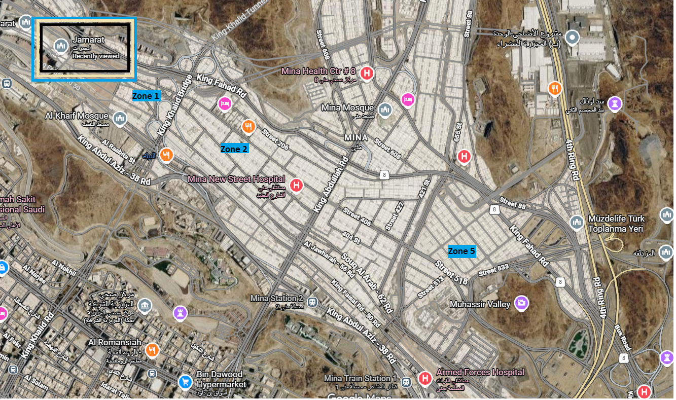 Map of Mina zones showing Zone 2 in Old Mina